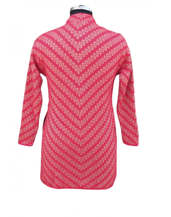 Women Long coat Red zik zak design